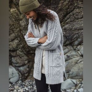 Passenger Seaboard Knitted Cardigan - Light Grey Marl - M